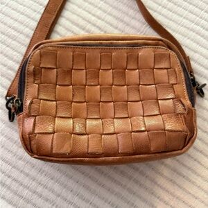 BED|STU Brown Woven Leather Crossbody Bag